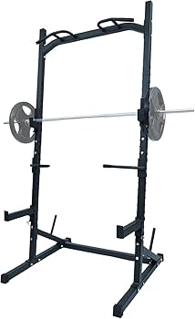 バーベルラック 懸垂バー付き Amazon | STEADY ハーフラック 22段階×5.5cmの高さ調整 13cmのバーベル